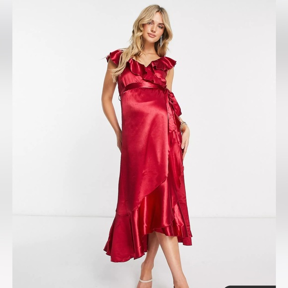 Red maternity dress - Picture 4 of 5